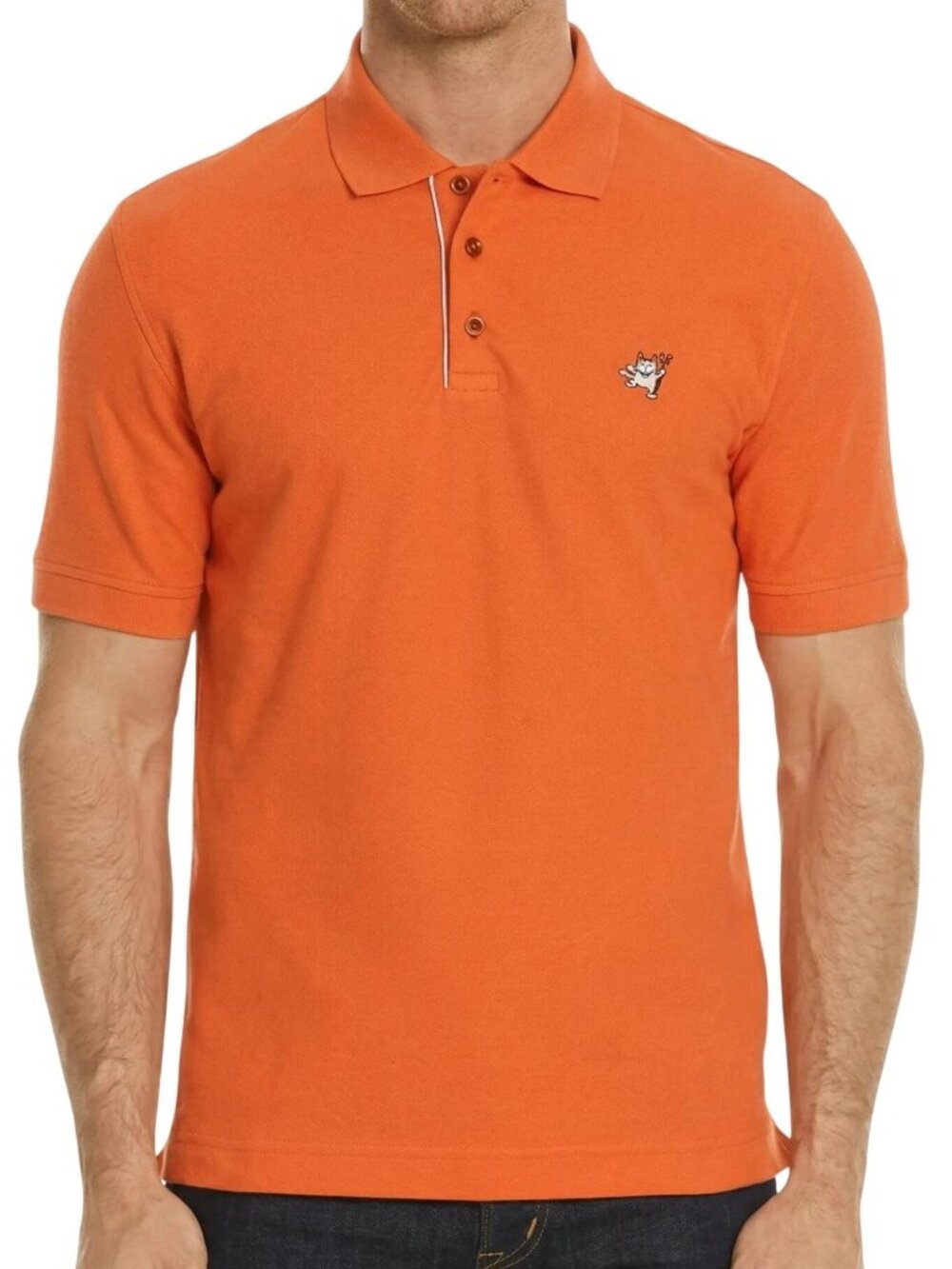 Robert Graham Men's Orange Classic Fit Short Sleeve Polo Shirt Size Large